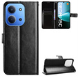 Cu clapetă pentru Xiaomi Redmi 15C 4G/LTE, Crazy Horse Wallet, negru