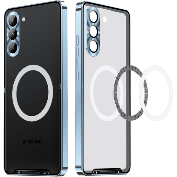 Carcasă de protecție pentru camera foto pentru Samsung Galaxy S23, CamShield MagSafe, transparent / albastru