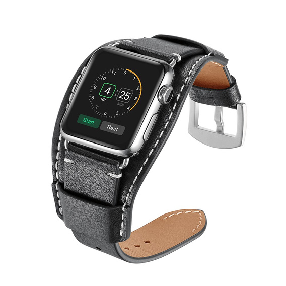 Curea din piele pentru Apple Watch 1/2/3/4/4/5/6/6/7/8/SE/Ultra 42/44/45/49mm, negru