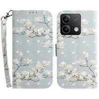 Cu clapetă pentru Xiaomi Redmi Note 13 5G, Wallet, Magnolia Flowers gri