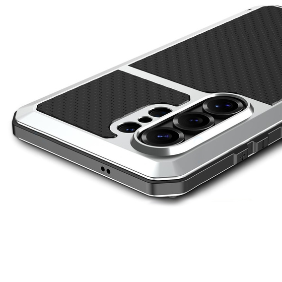 Husă blindată cu sticlă încorporată pentru Samsung Galaxy S26 Ultra, argintiu