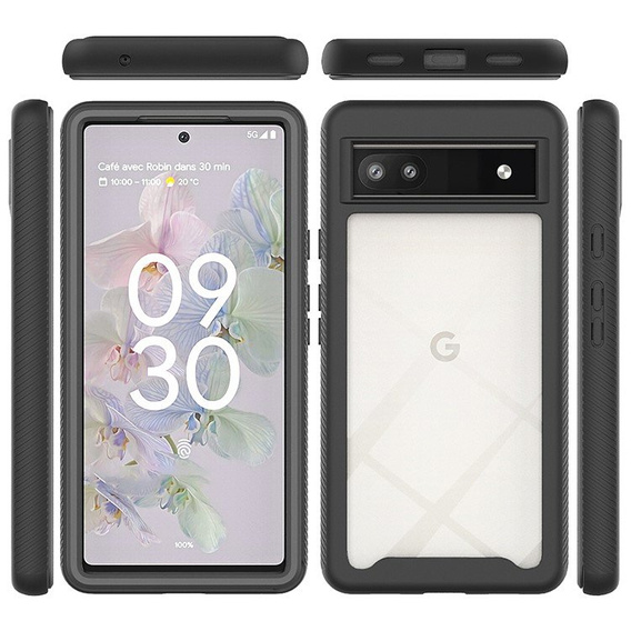 Carcasă pentru Google Pixel 6a, Shockproof, cu folie, negru