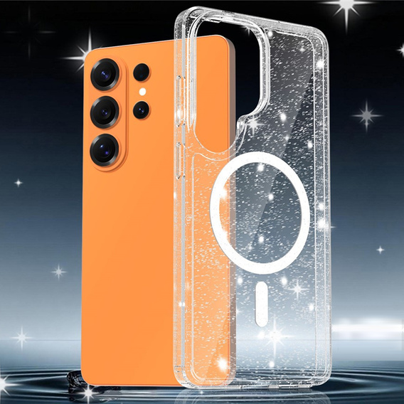 Husă cu sclipici, pentru MagSafe pentru Samsung Galaxy S26 Ultra, transparentă