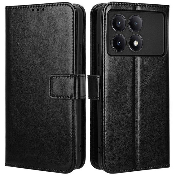 Cu clapetă pentru Xiaomi Poco F6 Pro, Crazy Horse Wallet, negru