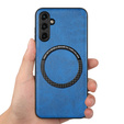 Huse pentru Samsung Galaxy A14 5G, Leather Hybrid MagSafe, albastru