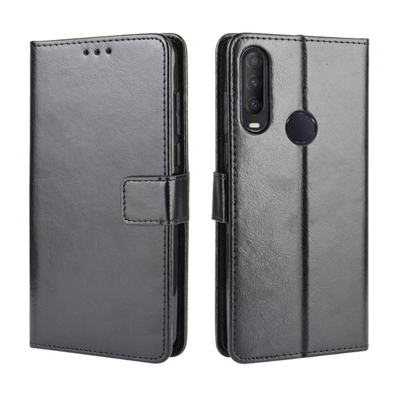 Cu clapetă pentru Alcatel 1S/1V/3L, Crazy Horse Wallet, negru