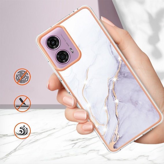 Carcasă de protecție pentru Motorola Moto G24 / G24 Power / G04, Marble Slim Case, alb