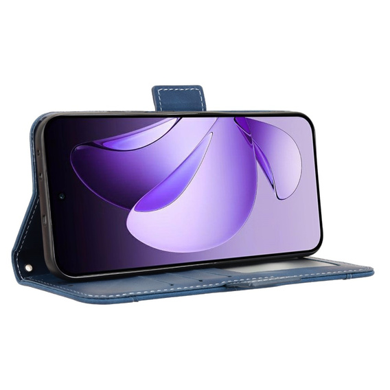 Cu clapetă pentru Oppo Reno 13, Card Slot, albastru închis