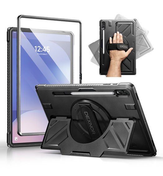 Husă Dexnor 360° cu curea și suport pentru stylus pentru Samsung Galaxy Tab S10 Ultra / S9 Ultra / S8 Ultra