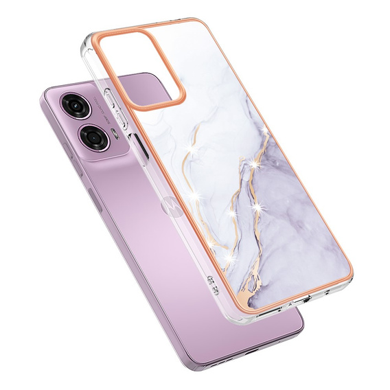 Carcasă de protecție pentru Motorola Moto G24 / G24 Power / G04, Marble Slim Case, alb