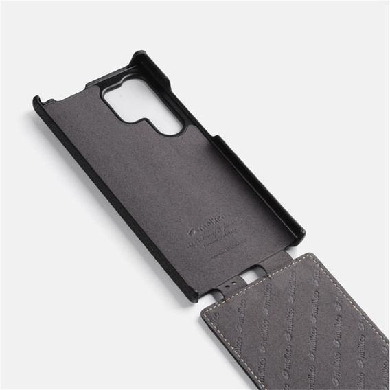 MELKCO carcasă flip pentru Samsung Galaxy S25 Ultra, piele, flip, negru