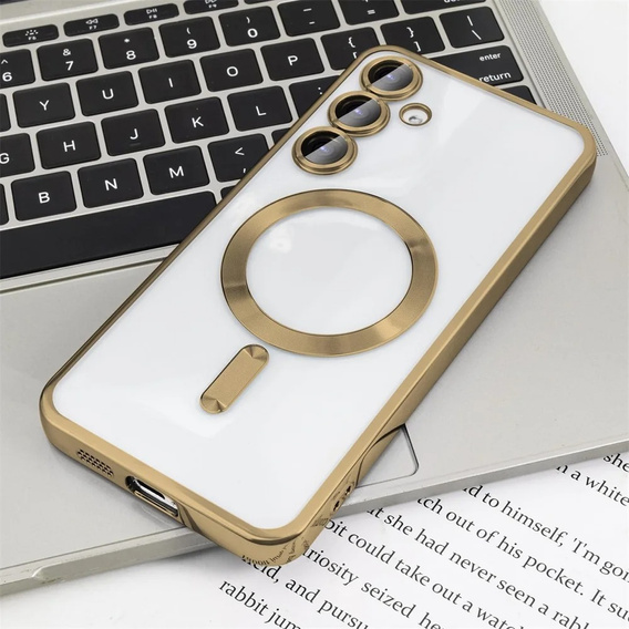 Husă pentru Samsung Galaxy A55 5G, Electro MagSafe, de aur + Sticlă pentru ecran