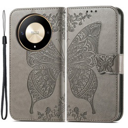 Cu clapetă pentru Honor Magic 6 Lite 5G, Butterfly, gri
