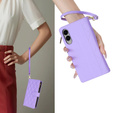 Husă cu clapetă pentru Samsung Galaxy S25 Edge, Rhombus Crossbody Leather, violet