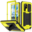 Husă blindată pentru Samsung Galaxy S22 Ultra, R-JUST CamShield Slide, galben