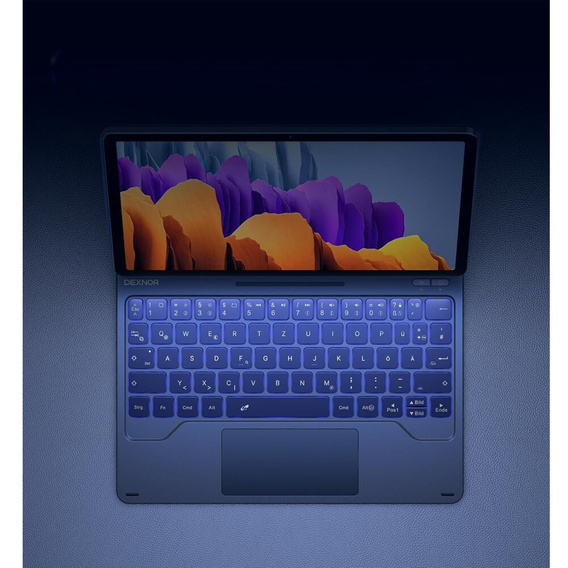 Husă tastatură pentru Samsung Galaxy Tab S9 / S9 FE, Dexnor Magnetic Keyboard Touchpad, albastru