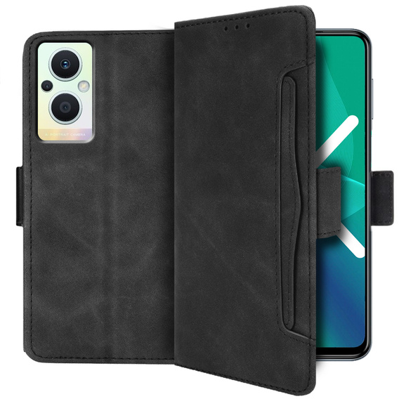 Cu clapetă pentru Oppo Reno7 Lite 5G, Card Slot, negru