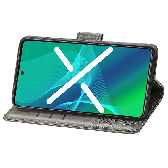 Cu clapetă pentru Motorola Moto G71 5G, Butterfly, gri