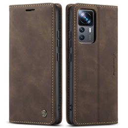 Husa CASEME pentru Xiaomi 12T / 12T Pro, Leather Wallet Case, maro