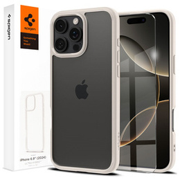 Carcasa Spigen pentru iPhone 16 Pro Max, Ultra Hybrid, transparent / titan + sticlă temperată 9H