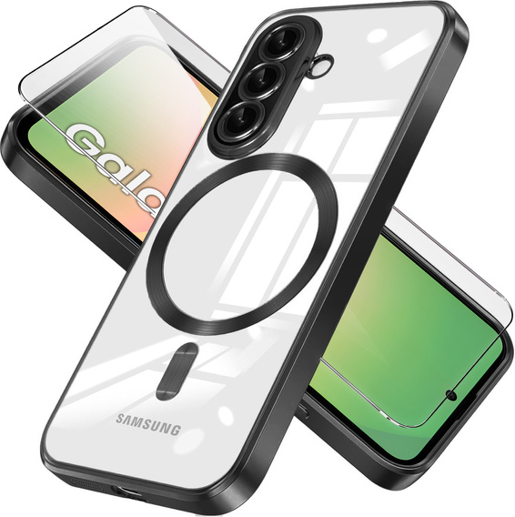 Husă pentru Samsung Galaxy A56, Electro MagSafe, negru + Sticlă pentru ecran
