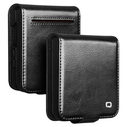 Carcasă portofel din piele neagră pentru Samsung Galaxy Z Flip7