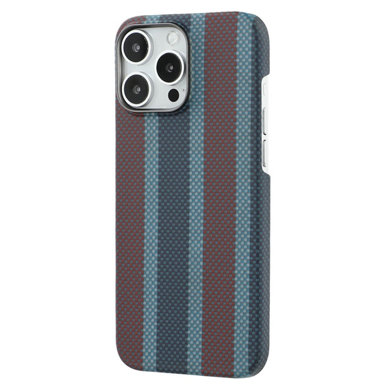 Carcasă pentru iPhone 16 Pro Max, Aramid Fiber Slim Case, pentru MagSafe, albastru / roșu