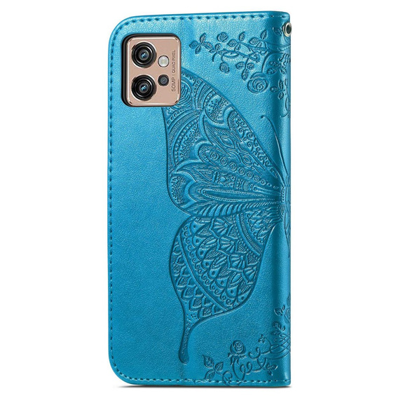 Cu clapetă pentru Motorola Moto G32, Butterfly, albastru