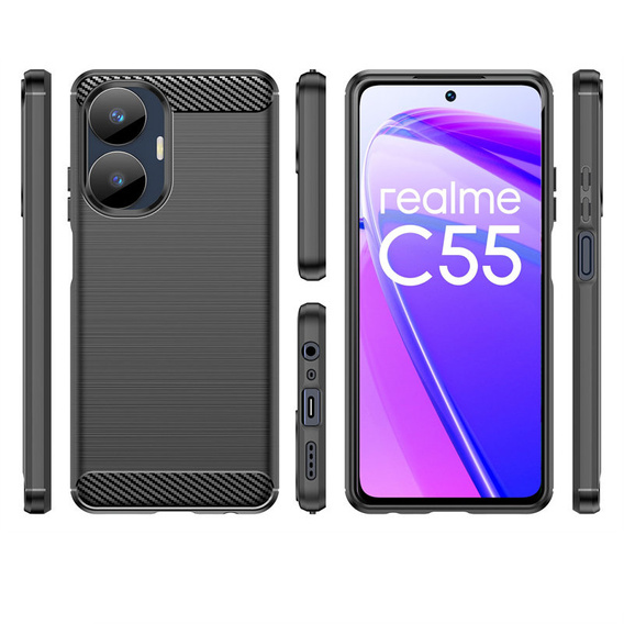 Huse pentru Realme C55, Carbon, negru