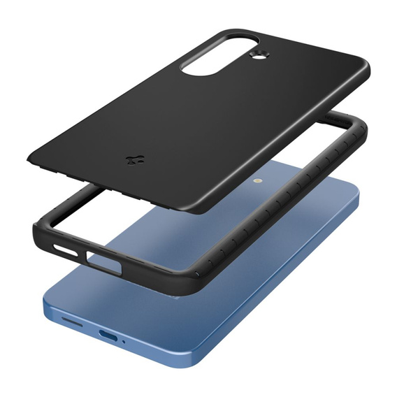 Carcasa Spigen pentru Samsung Galaxy S25, Thin Fit Mag, negru + sticlă temperată 9H