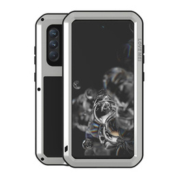 Love Mei Huse pentru Samsung Galaxy S21 FE, armored with glass, de argint