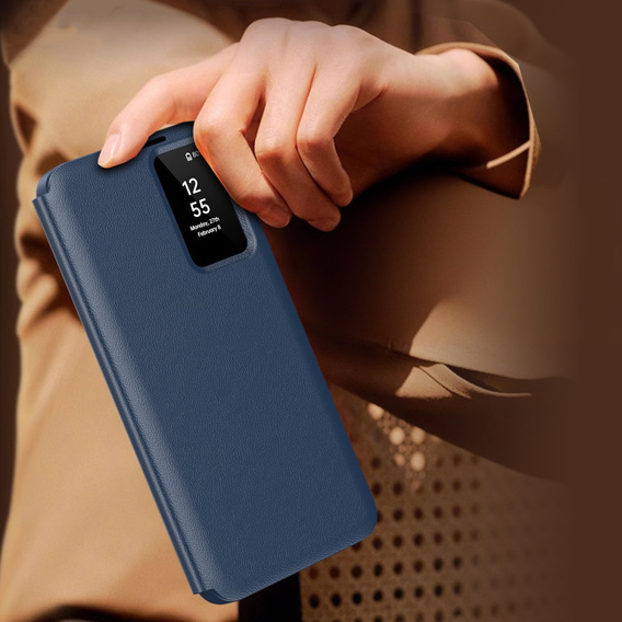 Husă cu clapetă pentru Samsung Galaxy S25+ Plus, Smart View Wallet, albastru