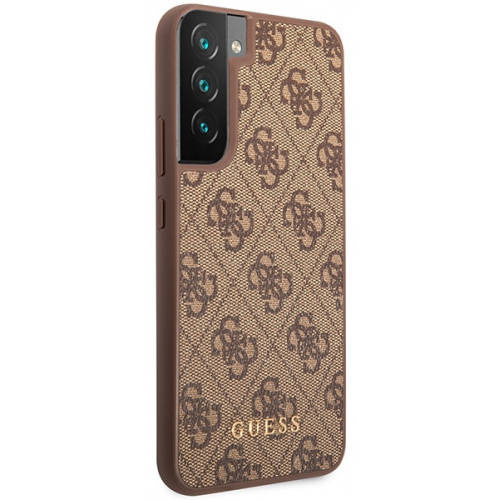 GUESS Huse pentru Samsung Galaxy S23, 4G Metal Gold Logo, maro