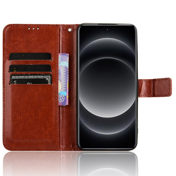Cu clapetă pentru Xiaomi 14 Ultra, Crazy Horse Wallet, maro