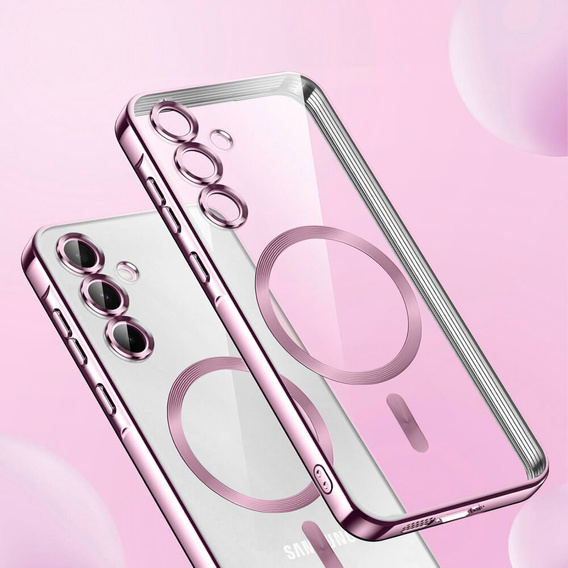 Husă pentru Samsung Galaxy S25, Electro MagSafe, roz rose gold + Sticlă pentru ecran