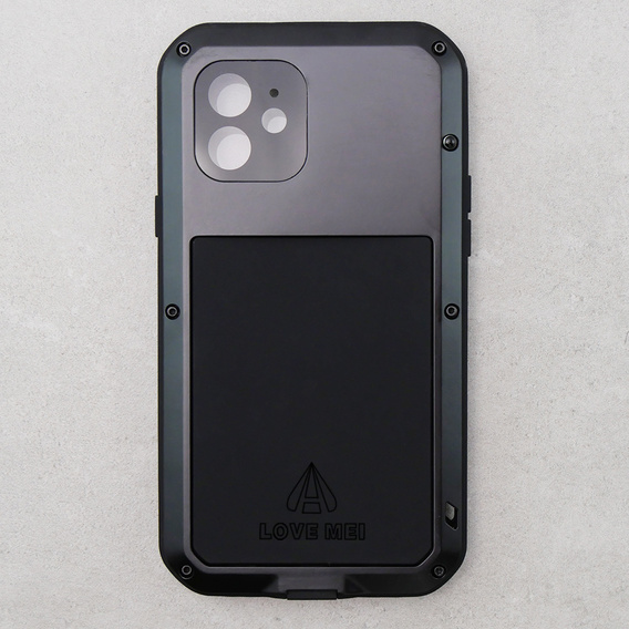 Love Mei Huse pentru iPhone 12, armored with glass, negru