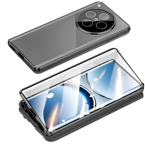 Husa pentru Oppo Find X8 Pro, Magnetic Dual Glass, negru