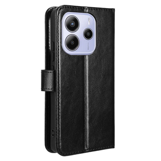 Cu clapetă pentru Xiaomi Redmi Note 14 4G, Crazy Horse Wallet, negru