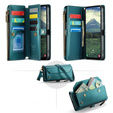 Husă CASEME pentru Samsung Galaxy A56 5G, RFID Leather Wallet, cu curea de umăr, verde