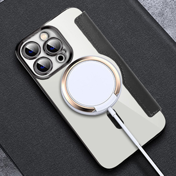 Cu clapetă pentru iPhone 13 Pro, RFID Wallet MagSafe CamShield, negru