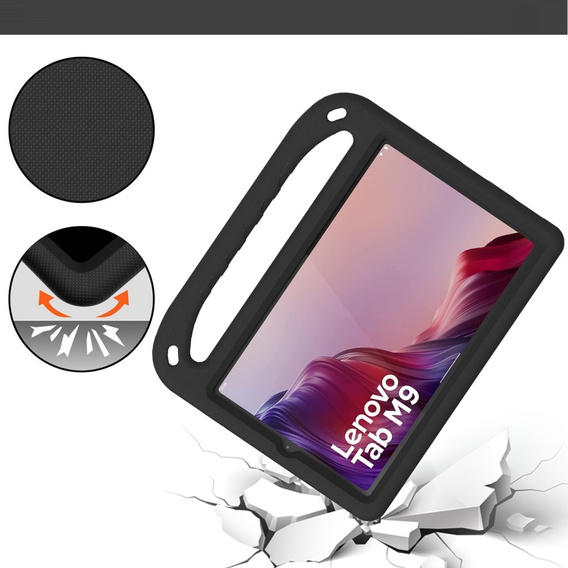 Husa pentru copii pentru Lenovo Tab M9, Husa pentru copii cu mâner, negru 