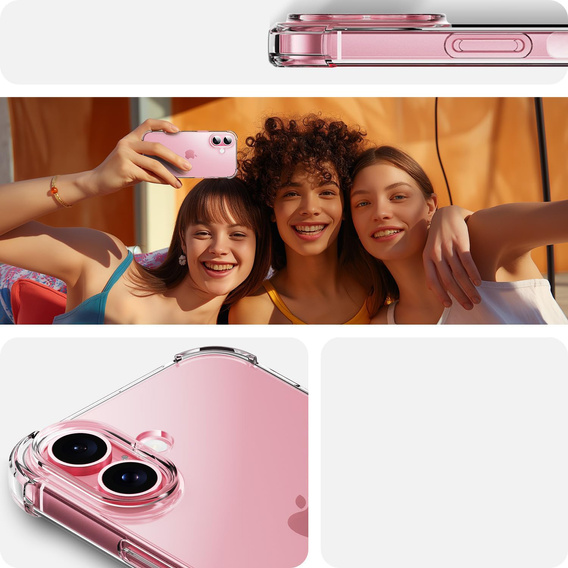 Carcasă pentru iPhone 16 Plus, Erbord Dropproof, transparentă + Sticlă