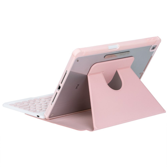 Husă pentru tastatură pentru iPad 11" 2025 A16 (11 gen.) / iPad 10.9" 2022 (10 gen.), Rotary 360° Leather, roz rose gold