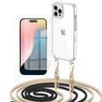 Husă cu lănțișor pentru iPhone 16 Pro Max, ERBORD MagSafe, transparentă + sticlă pentru ecran