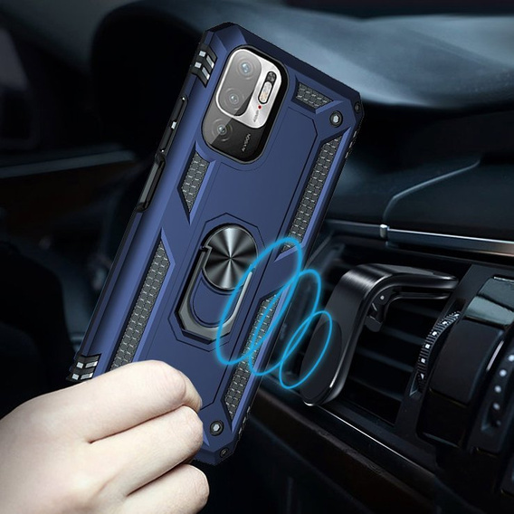 Husă blindată pentru Xiaomi Redmi Note 10 5G, Nox Case Ring, albastru