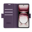 Husă pentru Oppo Reno 12 Pro, ERBORD Glossy Litchi, portofel cu clapetă, violet