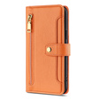 Cu clapetă pentru Oppo Reno8 T 4G, Wallet Zipper Pocket, portocaliu