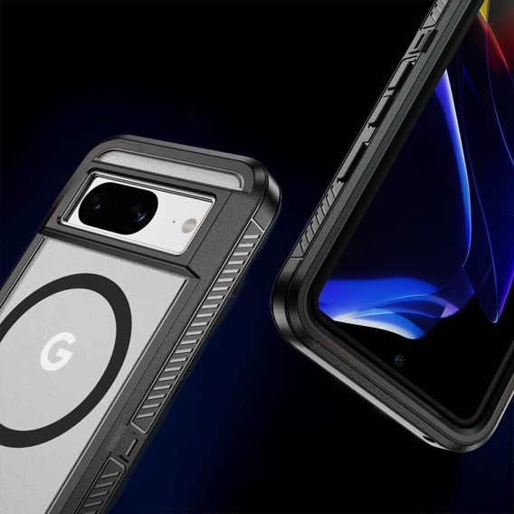 Carcasă cu ramă pentru Google Pixel 8, pentru MagSafe, transparent / negru