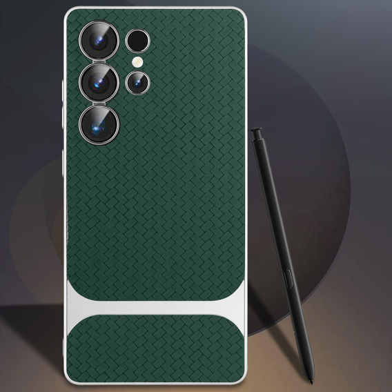 Huse pentru Samsung Galaxy S25 Ultra, GKK Woven Leather, verde