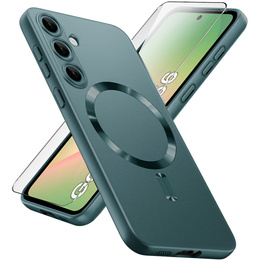 Carcasă pentru Samsung Galaxy A56, ColorMag, pentru MagSafe, verde + sticlă călită 9H